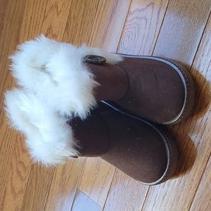 Faux fur toddler girl boots size 6 brown